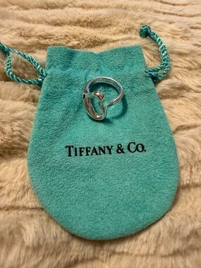 Tiffany & Co. Sterling Silver Open Heart Elsa Peretti Ring - Tiffany Blue Pouch